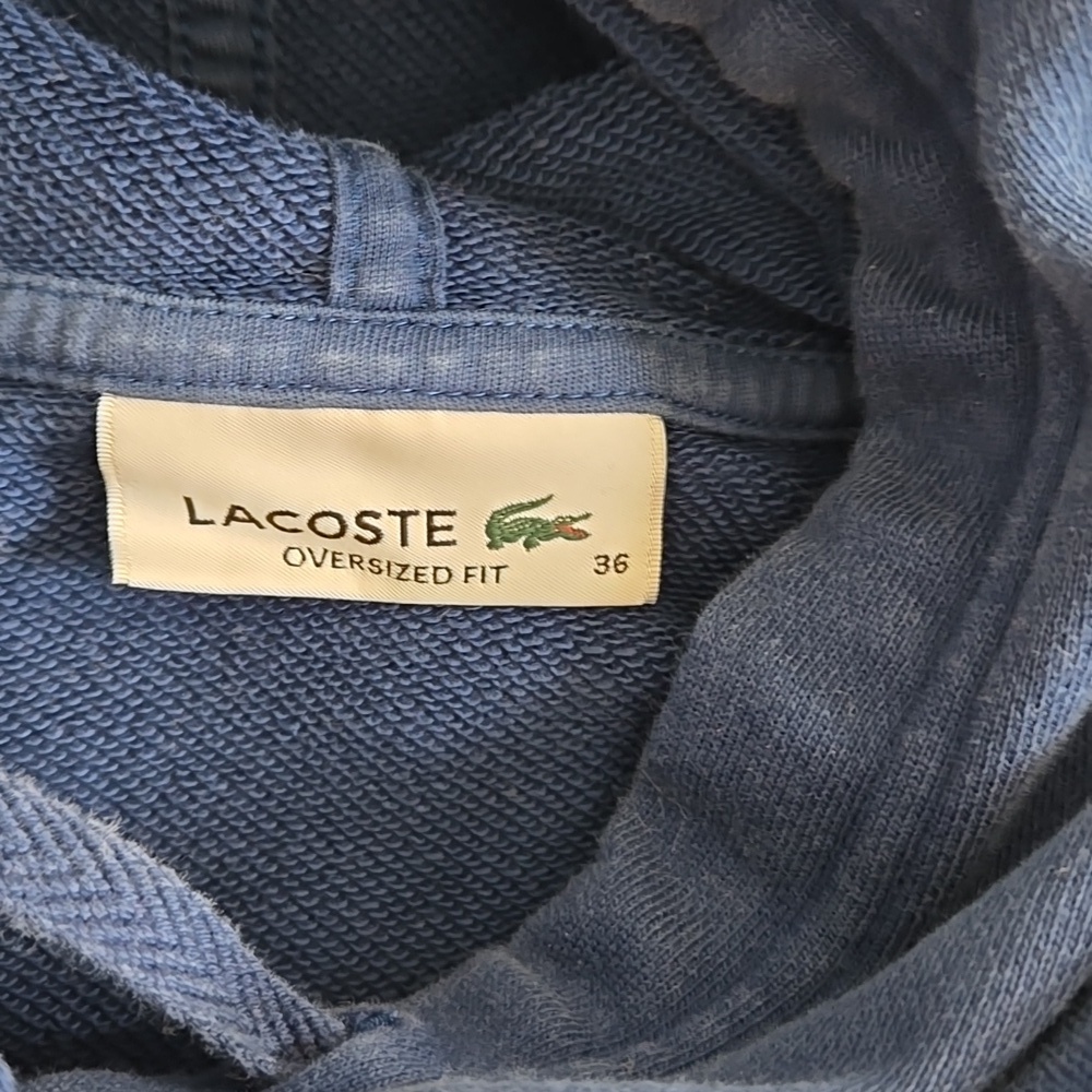 Lacoste Blue Cropped Hoodie Sweatshirt - Picture 7 of 8